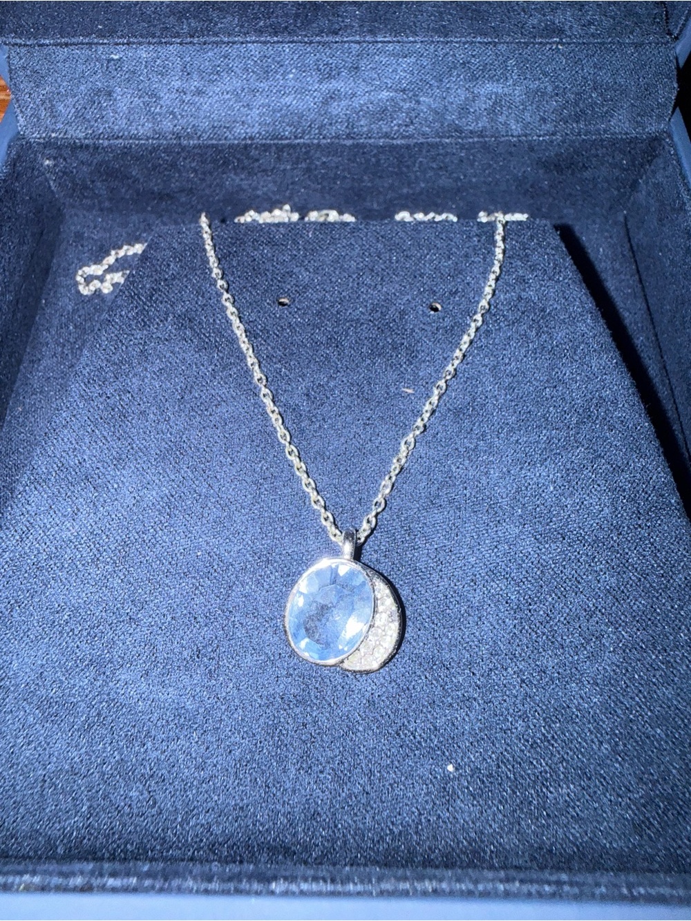Swarovski Blue Crystal Pendant Necklace with Silver Accents
